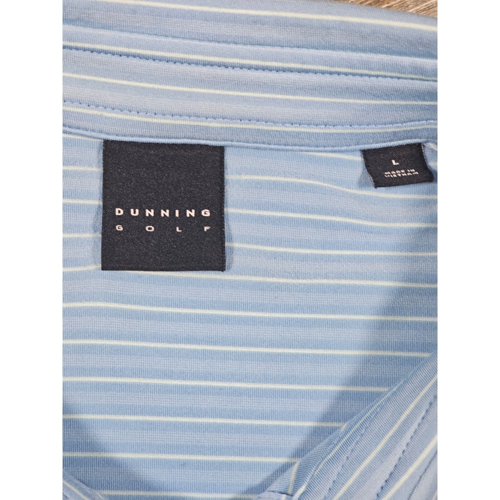 Dunning Golf Mens Large Blue Striped Coolmax‎ Lycra Short Sleeve Polo Shirt L - Picture 4 of 8
